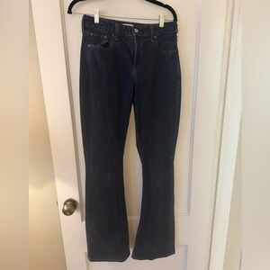 Abercrombie & Fitch Dark Blue Curve Love Mid Rise Bootcut Jeans